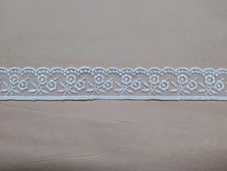 PCJS Cotton Soft Premium Embroidered Designed Scalloped Embroidered Organza Lace Trim, Glass Nylon lace (Design-1, 5 Meter)