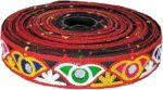 Kurlz 1 inch Exclusive Black Gujarati/Kutch Embroidery Multi Color Ari Work with Mirror Border for Chaniya Choli, Navratri Dress, Saree, Dupatta | Size: 9 Yards