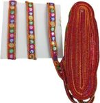 Multicolor Mirror Embroidered Laces for Dresses, Lehenga, Saree, Dupatta, Craft & Art Decoration Lace, Navratri Borders - 9 Mtr