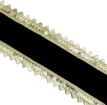 R N Creation Black Lace Border Material soft viscos Black Velvet and Rose Gold color Sequence Sewing Gota Patti Ribbon Roll For women's Saree Dress Dupatta Blouse Lehenga choli Anarkali suits hijab scarf kurti Home Decoration and Art craft.6 CM width 9Meter Length