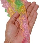 EmbroideryMaterial Multi Color Cotton Trim Laces and Borders Material for Saree Border, Suit, Kurta, Dupatta, Blouse, Gown, Lehenga & Neckline (10 Meters, 4 CM Wide)