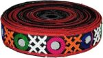 WOVEN LACE & BORDER 1.25 inch Exclusive Kutch Embroidery Multy Color Checks/Polka Ari Work Mirror Border for Navratari Garba Costumes, Chaniya Choli | Size: 9 Yards