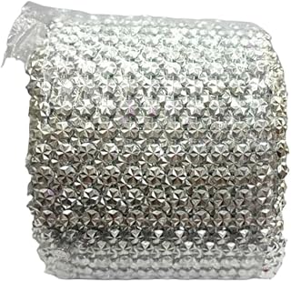 AAASAH? Ribbon Trim Lace Borders Craft Material for Dresses, Saree, Blouses Making-Lace Pack of 1 Meter Color Silver 12 Line Star Silver