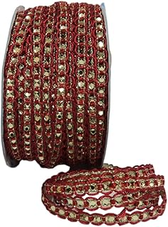 Utkarsh Red Color Chalu Goli Fancy Lace Border Gota Patti Embroidery Trim Ribbon for Saree,Suit,Apparel,Fashion Designing,craftworks with 0.6 cm Width and 20 Mtr Long