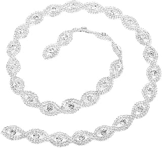 HEEPDD 1 Yard Rhinestone Trim, Rhinestones Trim Chain Bridal Dress Applique Dress Necklace Headwear(White Rhinestone)