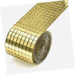 Sarvadeshi Self-Adhesive Mosaic Mirror Stickers Art Kit, Tiles Wall Art Stickers, Mini Glass Roll Mirror Mosaic Tiles Wall Decal for DIY Home Craft Decoration Material. (Golden Roll_1 PC)