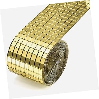 Sarvadeshi Self-Adhesive Mosaic Mirror Stickers Art Kit, Tiles Wall Art Stickers, Mini Glass Roll Mirror Mosaic Tiles Wall Decal for DIY Home Craft Decoration Material. (Golden Roll_1 PC)