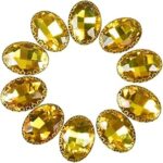 EmbroideryMaterial Oval Shape Sew on Glass Crystal Stone, Glass Gem Stone for Embroidery, Clothes, Craft, Jewellery Making etc, Flat Back Setting (Honey Gold, 13 * 18 MM, 10 Pieces)