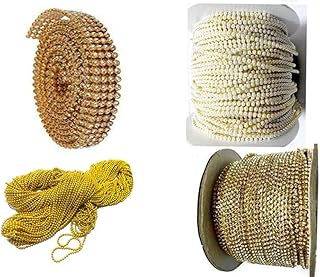 thread trends Chain and Lace Combo Set for Jewellery Making -Pack of 4( ball chain,stone chain,pearl chain,stone lace)