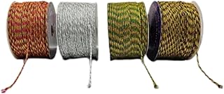 Pinkesh Jari Works 1204 Decorative Zari Lace Reel Set – Pack of 4 Multicolor Shiny Thread Rolls for Art, Gift Wrapping, Sewing, DIY & Festive Decorations