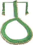 WOVEN LACE & BORDER 1.50 inch 1 Line Golden Gota Patti & Laheriya Silk Printed Exclusive Frill for Laddo Gopal Poshak, Saree, Lahenga | Size: 9 Yards - Green