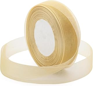 IMPRINT Oranganza Sheer Ribbon 1 Inch Light Golden | 35 Meter Roll