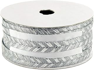 Woven Lace Fancy Dori with Gota Patti Piping for Blouse, Latkan/Hangings, Tassal, DIY Crafts | Size: 19 Yards - Silver