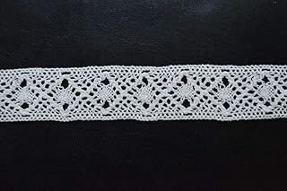 Bhavya Enterprises Off White Cotton Lace, 1.25 Inches, 5 Meter- Used for Trims, Borders, Embroidered Laces, Applique, Fabric lace, Sewing Supplies, Cotton Work lace