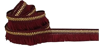 Utkarsh 20 Mtr Roll of Ethnic Wear Gota Patti Embroidery Maroon and Golden Trim Kiran Lace Border for Saree,Suit,Dresses,Fashion Designing,Art and Craftworks with 3.17 cm Width