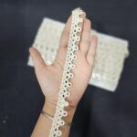 Mohan Shoppe Off White Dyeable Patra Mirror Work Lace for Suits Kurties Bags Dresses Dupatta etc. Pack of 1 roll (9 Meters) Approx.