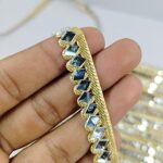 Golden Mirror Lace Diamond Shape Pack of 9 Mtr for Mirror Laces Border Women's Dresses, Dupatta Saree, Lehengas, Palazzo Blouses, Craft and Home Decor