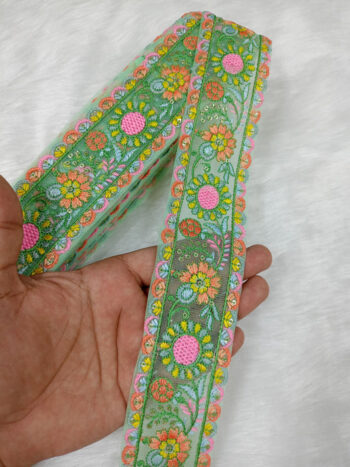 9-Meter Vibrant Multicolored Embroidery Lace