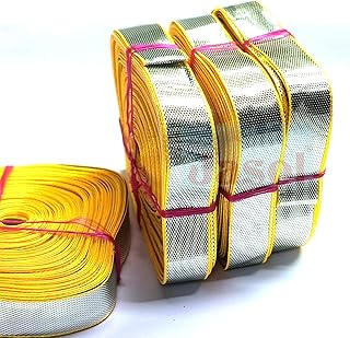 Gota Patti Laces and Borders, 110 Metre, 1.2 cm Width, Decorative Trim for Saree, Lehenga, Dupatta (Yellow Gold)