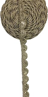 HEMDEV Zari Pankhi Tisyu Border Lace, 1.5 cm Width, 9 m Pack, Gold Silk Embroidery Trim for Saree, Lahenga, Dress, Suit, Dupatta, Small Size lace Border (Mitti Gold)