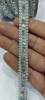 PREMDAS LACES Net Fabric Katdana Nalki Lace for Saree's Border Finetage Pipe Lace for Dresses, Sarees, Lehenga, Suits, Blouses, Dupatta, Chunri and Craft (9meter) (Silver)
