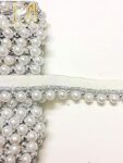 Eerafashionicing 9 mtr Stylish Pearl Laces for Dresses, Sarees, Lehenga, Suits, Bags, Decorations, Borders, Crafts and Home D�cor (Silver)