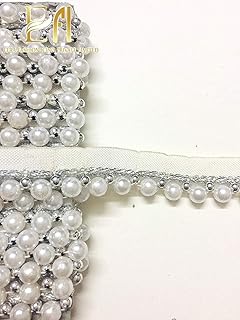 Eerafashionicing 9 mtr Stylish Pearl Laces for Dresses, Sarees, Lehenga, Suits, Bags, Decorations, Borders, Crafts and Home D�cor (Silver)