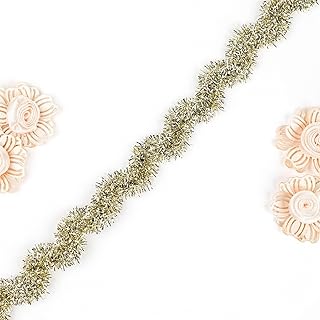 Fashion Wiz Chamki Thread Kiran lace, zik zak Kiran lace, Silk & Thread (Water Gold, 18 Metre)