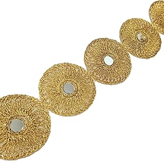 Balar Creation Laces and Borders Embroidery Mirror Work for Women's Saree, Dress, Blouse - Enhance Your Style with Gold Dori and Zari Work, Gota Patti - Perfect for Home Decoration - Ribbon Roll