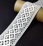 Mezin Cotton Double Square Crossiya Lace Border for Dress, Kurtis, Dupatta, Bag, Craft and Decorations (5Mtr-White)