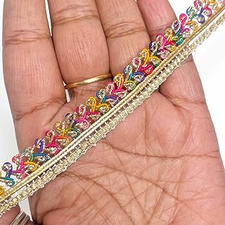 Adikala Embroidery Trim Laces & Borders Material, Border Lace for Saree Border, Kurta, Dupatta, Blouse, Gown, Lehenga & Neckline 9 mtrs 1.5cm Wide (Multi Color)