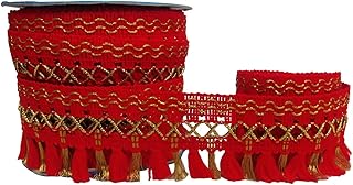 Uniqon Cwg0183-05 (9 Mtr) Roll of Red and Golden Jhaadu Gota Patti Embroidery Trim Lace Border with 4.445 cm Width for Saree,Suit,Dresses Embellishment,Fashion Designing,craftworks