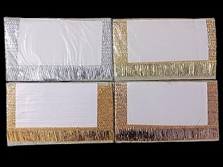 Vardhman Combo of 4 Fringe Zari Jhallar Badla Kiran Gota Patti Laces | 2 Inch Width, 9 Meters Each | Decorative Border for Sarees, Bridal Dupattas, Wedding Lehengas, Rajputi Poshak, Suits, Trim for Decorating Ladoo Gopal Dresses, DIY & Crafts (Golden, Silver, Off-White & Anmol)