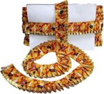 WOVEN LACE & BORDER 1 Line Patola Silk Printed and Golden Gota Patti Exclusive Frill for Ladoo Gopal Poshak, Jhulas, Singhasan, Art & Craft | Size: 9 Yards - Mango Yellow
