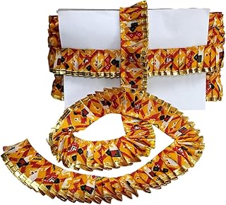 WOVEN LACE & BORDER 1 Line Patola Silk Printed and Golden Gota Patti Exclusive Frill for Ladoo Gopal Poshak, Jhulas, Singhasan, Art & Craft | Size: 9 Yards - Mango Yellow
