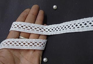 Strala White Cotton Lace Used for Trims, Borders, Embroidered Laces, Applique, Fabric lace, Sewing Supplies, Cotton Work lace. (White) (Cotton-8) 9mtr