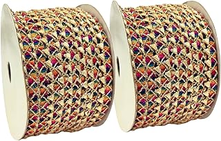 EmbroideryMaterial Multicolor laces Samosa Gota Patti Lace Border Material for Dupatta, Bridal Dresses, Saree, Lehengas, Palazzo, Anarkali Suits, Blouses. (Multicolor, 1.5cm Width, Pack of 2, 18M/Roll)