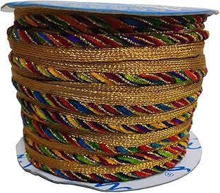 De-Ultimate CWG0150 (20 Mtr) Roll of Multicolor Piping Gota Patti Embroidery Trim Lace Border with 1.27 cm Width for Saree,Suit,Dresses Embellishment,Fashion Designing,craftworks