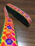 RAMya ENTERPRISE Gamthi Embroid Green Colour Hand Woven 9 Meter Real Mirror Work Fabric Cloth Lace for Decoraing Navratri Special Chaniya Choli or Any Outfit Border Enhancement