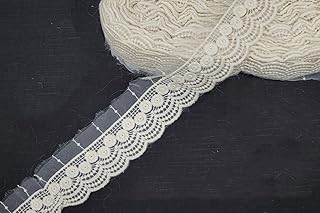 Mohan Shoppe Off-White Dyeable Lace Cotton/Crochet Lace for Suits Kurties Bags Dresses Dupatta etc. Pack of 1 roll (20 Yards) Approx. (Design 2)