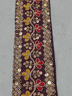 A New EMBRODARY LACE in WAIN Color for Saree,LAHENGHA,Dupatta,Dress,Blouse,Gift Packaging,Home DECORE in 2 INCH Size and 9 MITTER Length.