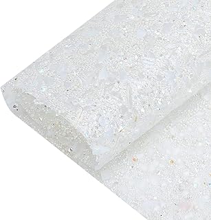 Rhinestone Sheet, Hotfix Ribbon Artificial Gem Stone Beaded Iron On Applique Chain Crystal Trim DIY Arts Decoration(White)