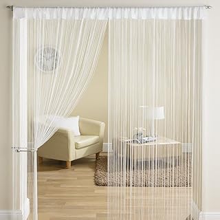 Exporthub 1 Piece Beautiful Polyester Door Threads String Curtain - 7ft, White (EHSPR558_74)