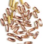 EmbroideryMaterial Sew on Crystal Glass Stones/Rhinestone for Craft, Embroidery, Jewellery Making, Dresses, Embellishments, Bracelet Making (5 * 15MM, Tubelight Shape, Rose Gold, 25 Pieces)