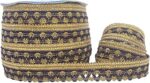 Airtick (18mtr & Width:2cm) Blue & Golden Gota Kinari Jaali Patti Trim Lace & Border for Bridal Dresses Suits Sarees Falls Lehengas Embroidery Designing Embellishment Craft Material