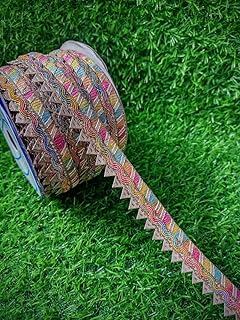 Vardhman (9 Meters × 2 cm) Multicolour Modern Embroidered Gota Patti Samosa Lace Border Trim | Machine-Made Zari, Polyester & Resham Decorative Edge for Sarees, Kurtis, Dupattas, Lehengas, Suits, Palazzo & DIY Crafts