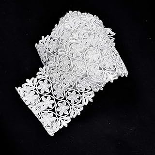 Aarushi Creations Crochet Lace 5 inches Wide for Frocks, Dresses, Curtains, Decoration (White, 5 Meters)