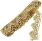 GLAADON Sequin Beaded Flowers Lace Trim Ribbon DIY Sewing Crafts Trimming Golden