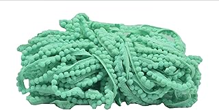 Goelx Colorful Cotton Pom Pom Lace Dori, Sewing Trim Embellishment Cords for Sewing, Craft Works, Apparel Designing - Pack of 9.8 Yards/9 mtrs in ICY Blue