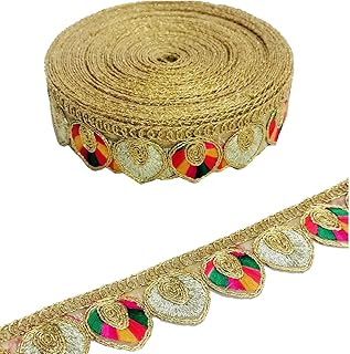Each Laces Borders Material Exquisite Gota Patti Embroidered Ribbon Roll for Women's Saree Dress,Lengha,Anarkali,Kurti Dupatta, Blouse & Home Decor - 9 Meter (Multicolor)